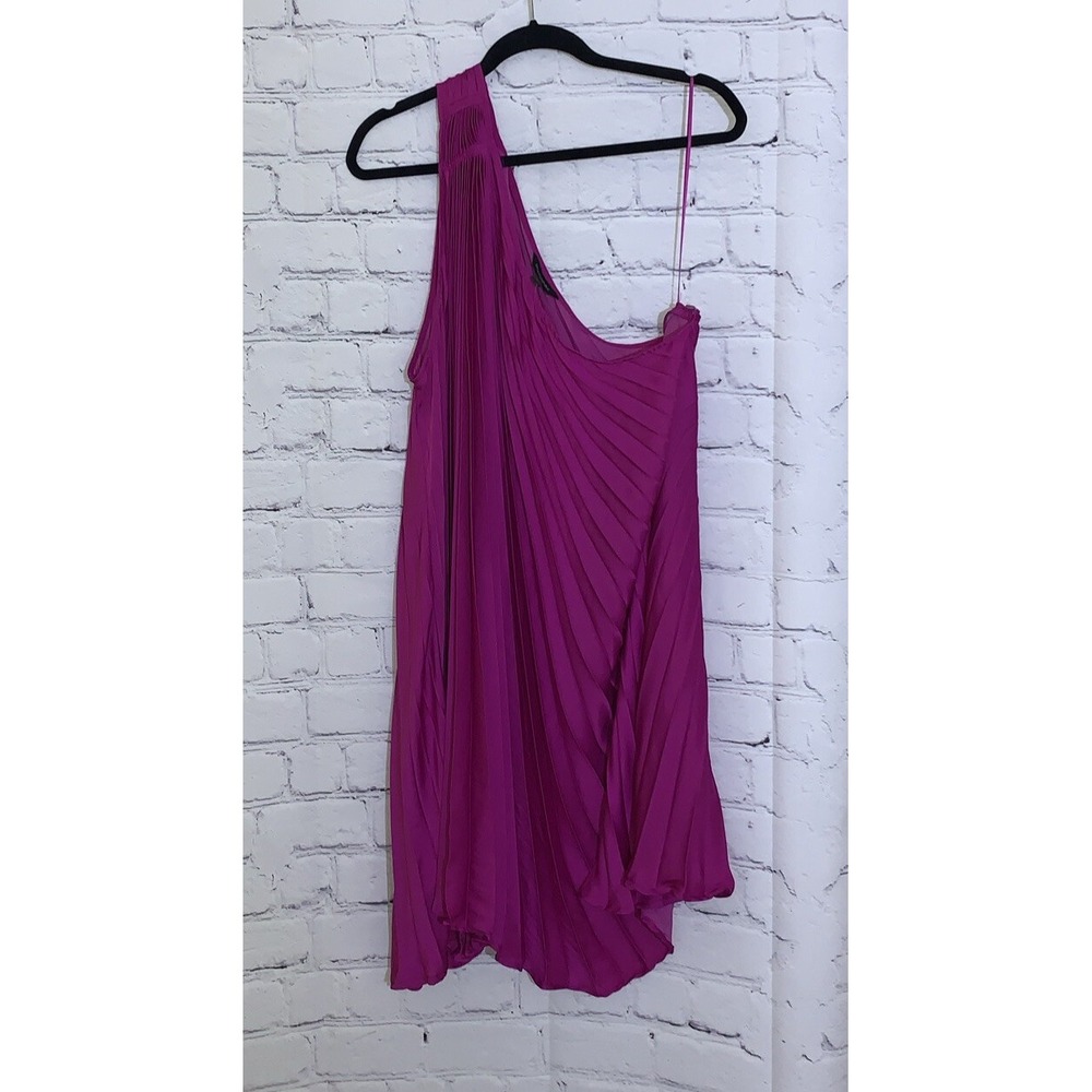 Banana Republic Women's X-Large Mini Dress One Shoulder Pleated Fuchsia Pink